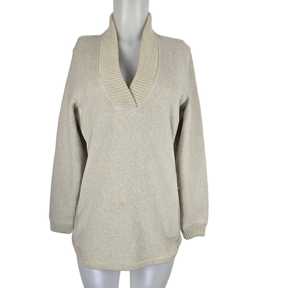 Duluth Trading Co Active Wear Heathered Tan Sweater Pockets Women's M